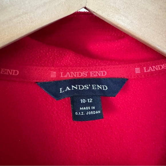 Lands’ End Red Long Sleeve Fleece Half Zip Pullover - Picture 2 of 9